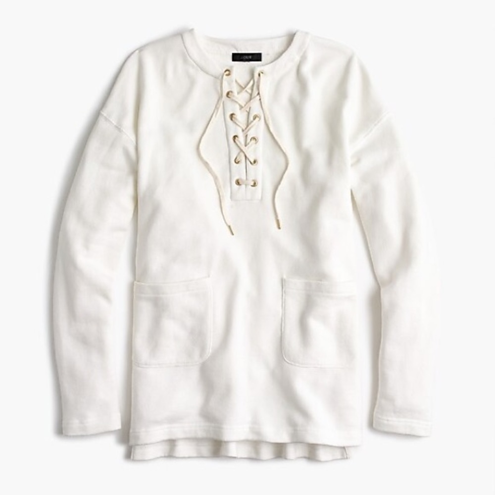 J. Crew White Lace-up Tunic Sweatshirt